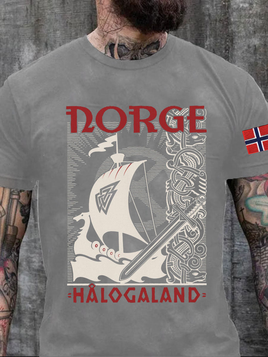 Vikingeskip trykt T-skjorte