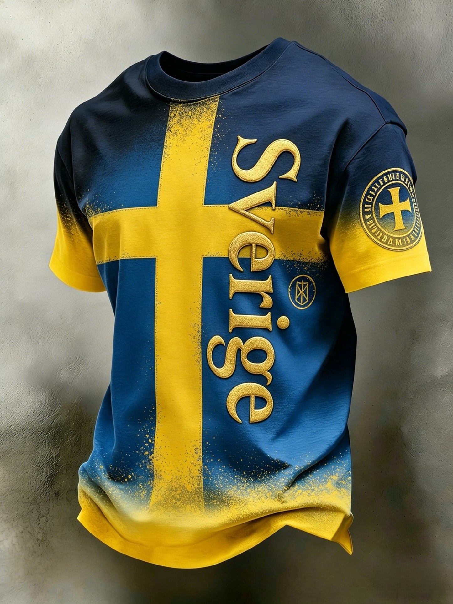 Retro vikingisk svensk fotbollslagsmärke t-shirt med korta ärmarna