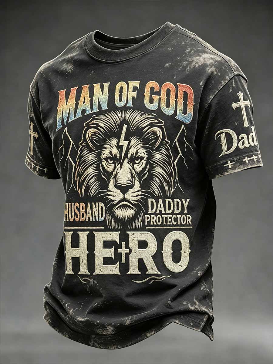 Kvartstoppad ledig t-shirt för män med tronsmotiv till fars dag