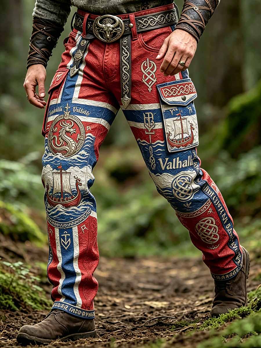Herrmode Vikingakonsttryck långbyxor