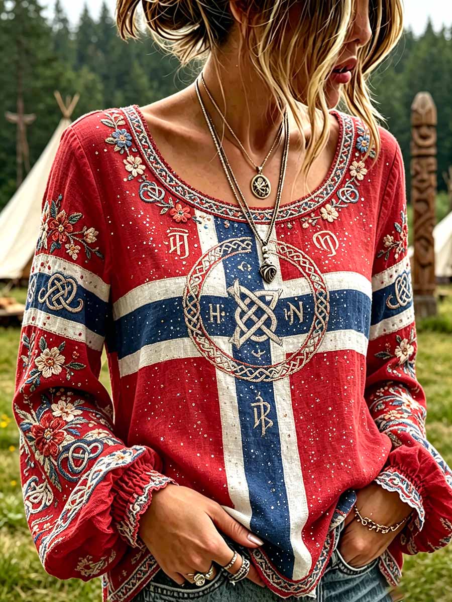 Dammode vikingartprint-topp