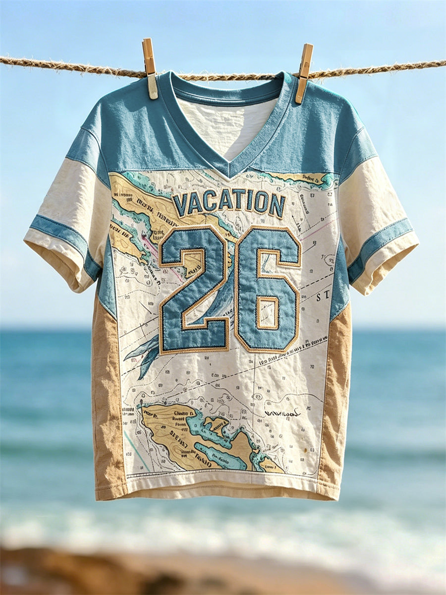 Kvinnors semester 2026 Val & karta Inspirerad utskrift Jersey T-shirt