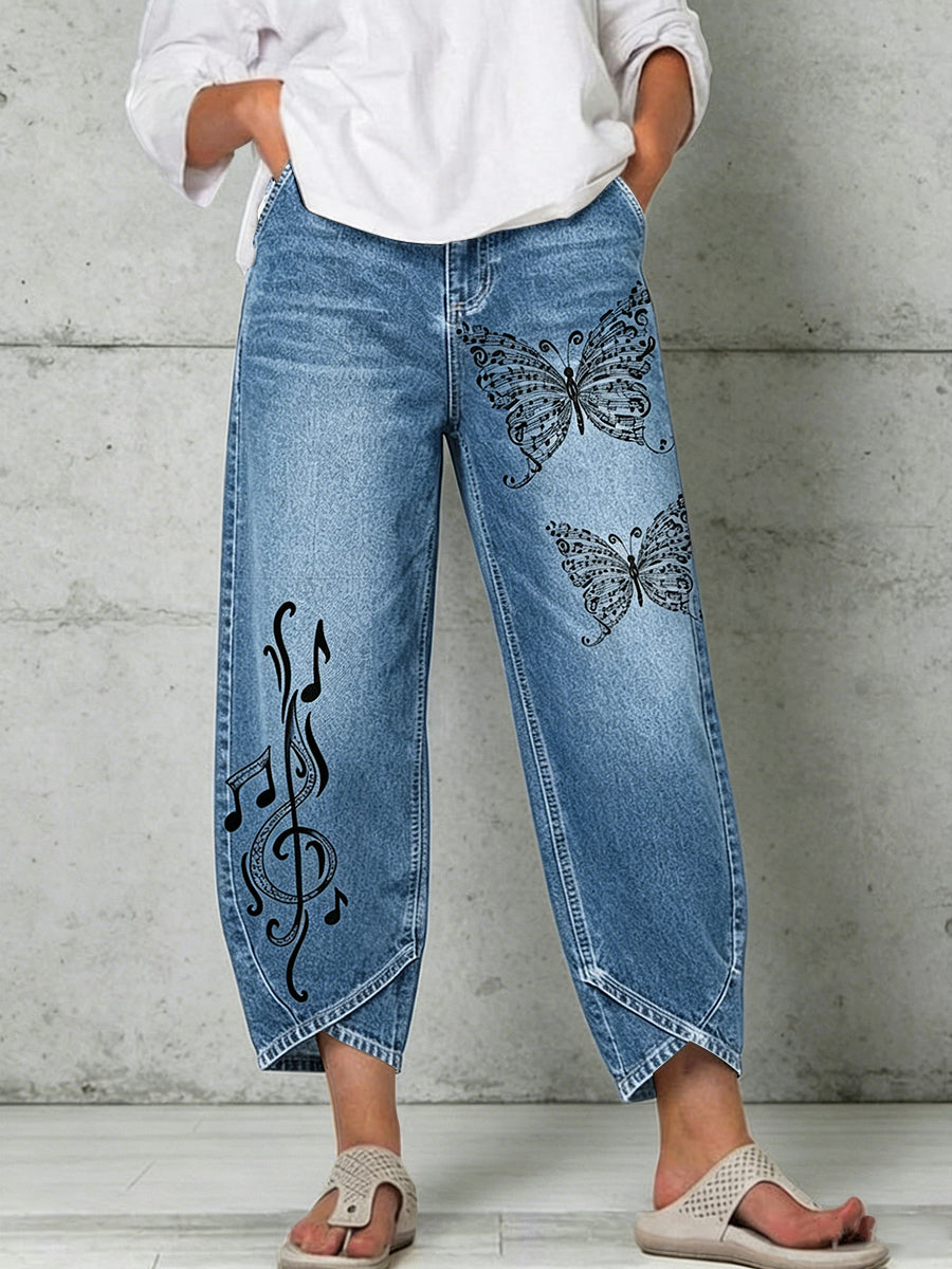 Kvinnors djurmusik Butterfly Print Byxor