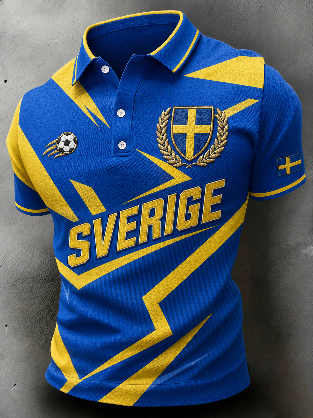 Herrpolotröja med korta ärmar och fotbollsmönster