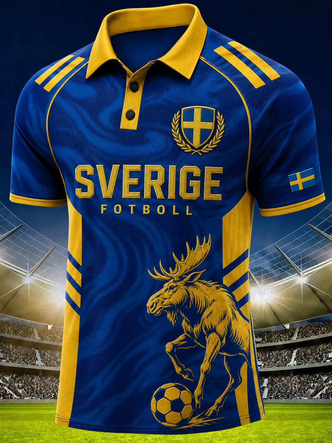 Herrpolotröja med korta ärmar och djurmotiv på fotbollstema