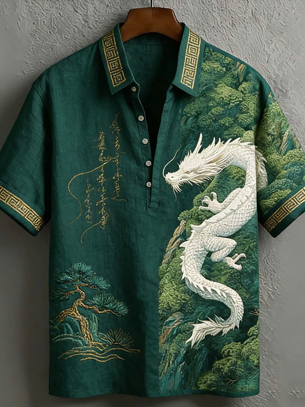 Herrskjorta i japansk konst, retrostil, avslappnad stil, kortärmad