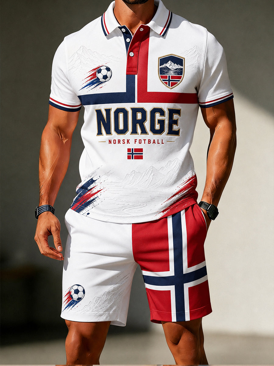 Retro nordisk stil norsk fotbollsfankonsttryck avslappnad 2-delad set