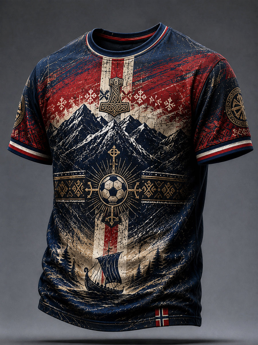 Retro Norge 2026 Abstrakt Fotbollskonst Lättvikts-T-shirt