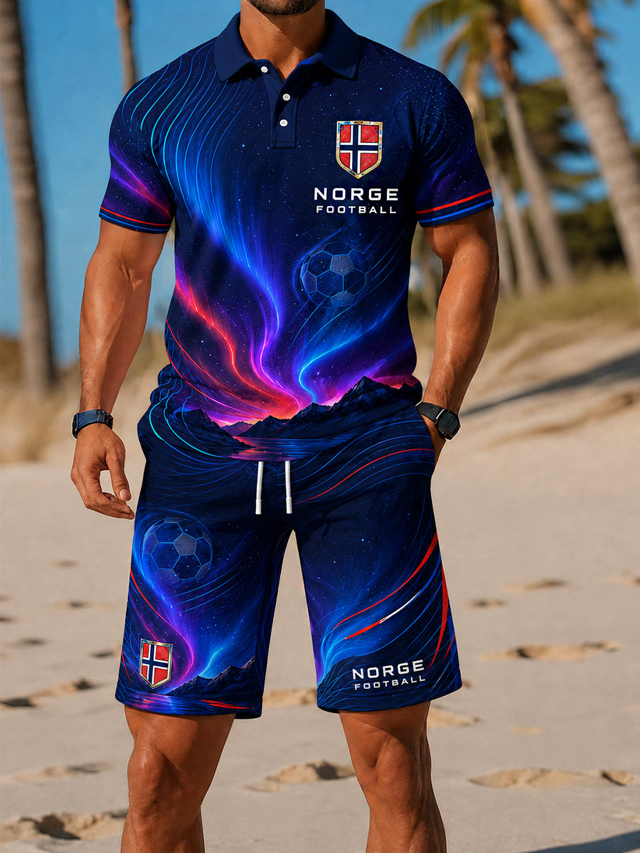 Retro nordisk stil norsk fotbollsfankonsttryck avslappnad 2-delad set