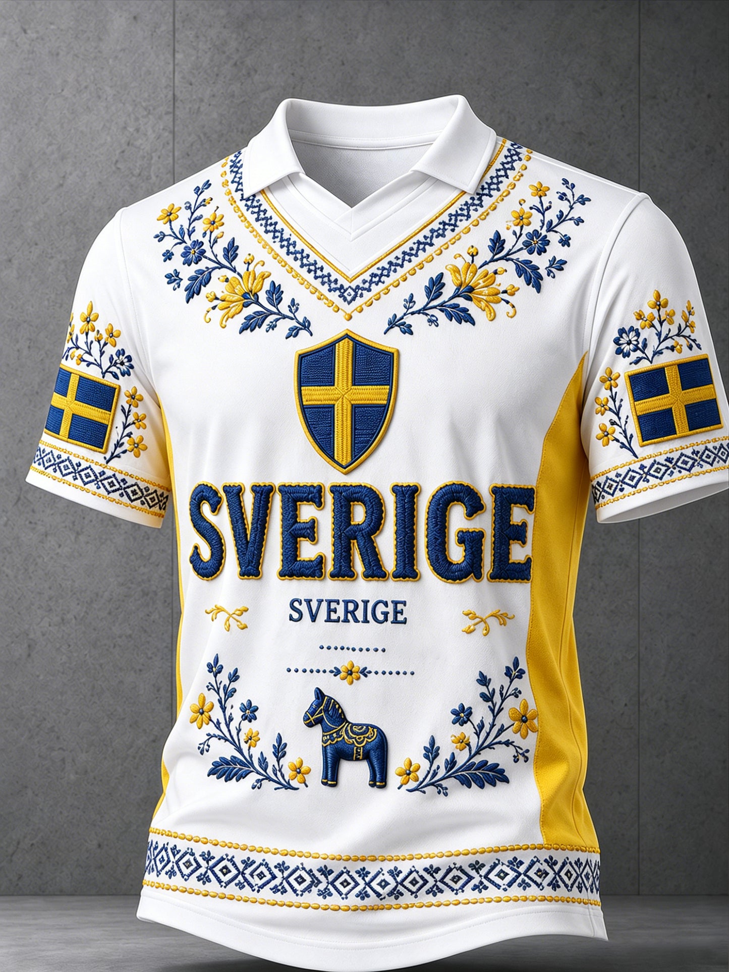 Mans löst sittande bas-T-shirt med V-ringning, tryckt mönster och korta ärmar