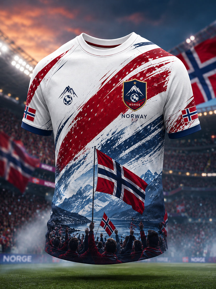 Herrlig vikingafotbollstryck avslappnad t-shirt med korta ärmarna