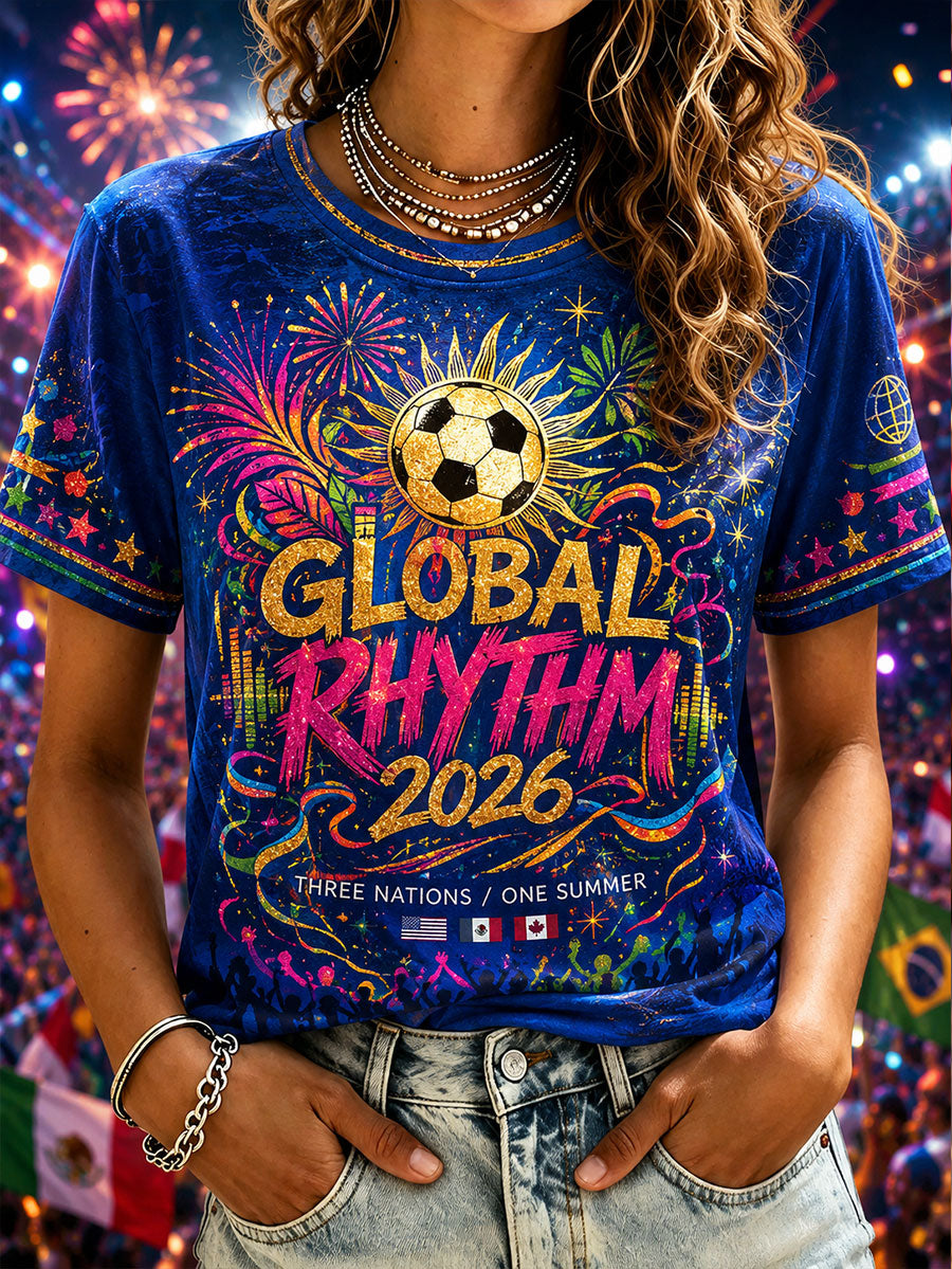Kvinnors varg musik fotboll 2026 Shak Lover konst tryckt T-shirt