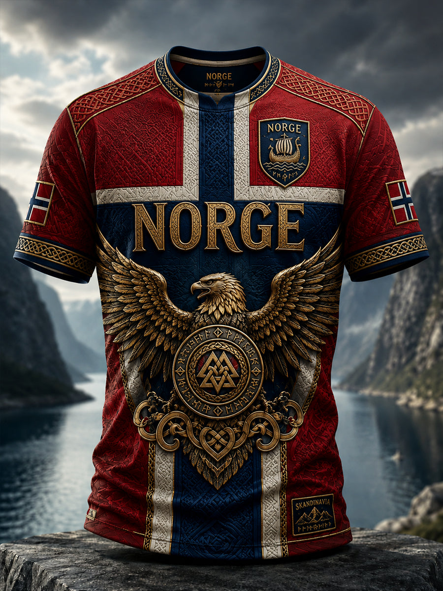 Retro nordisk stil norsk viking skandinavisk konsttryck avslappnad t-shirt