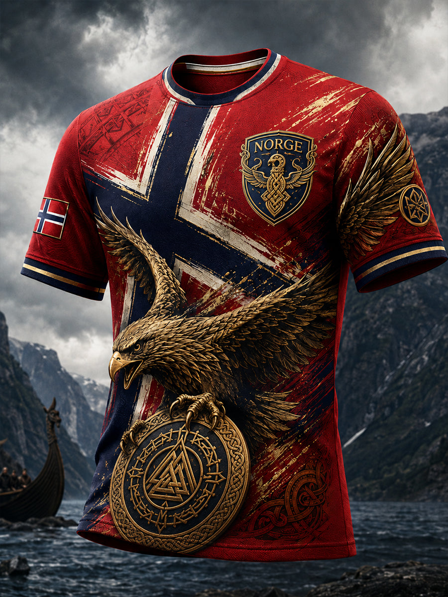 Retro nordisk stil norsk viking skandinavisk konsttryck avslappnad t-shirt