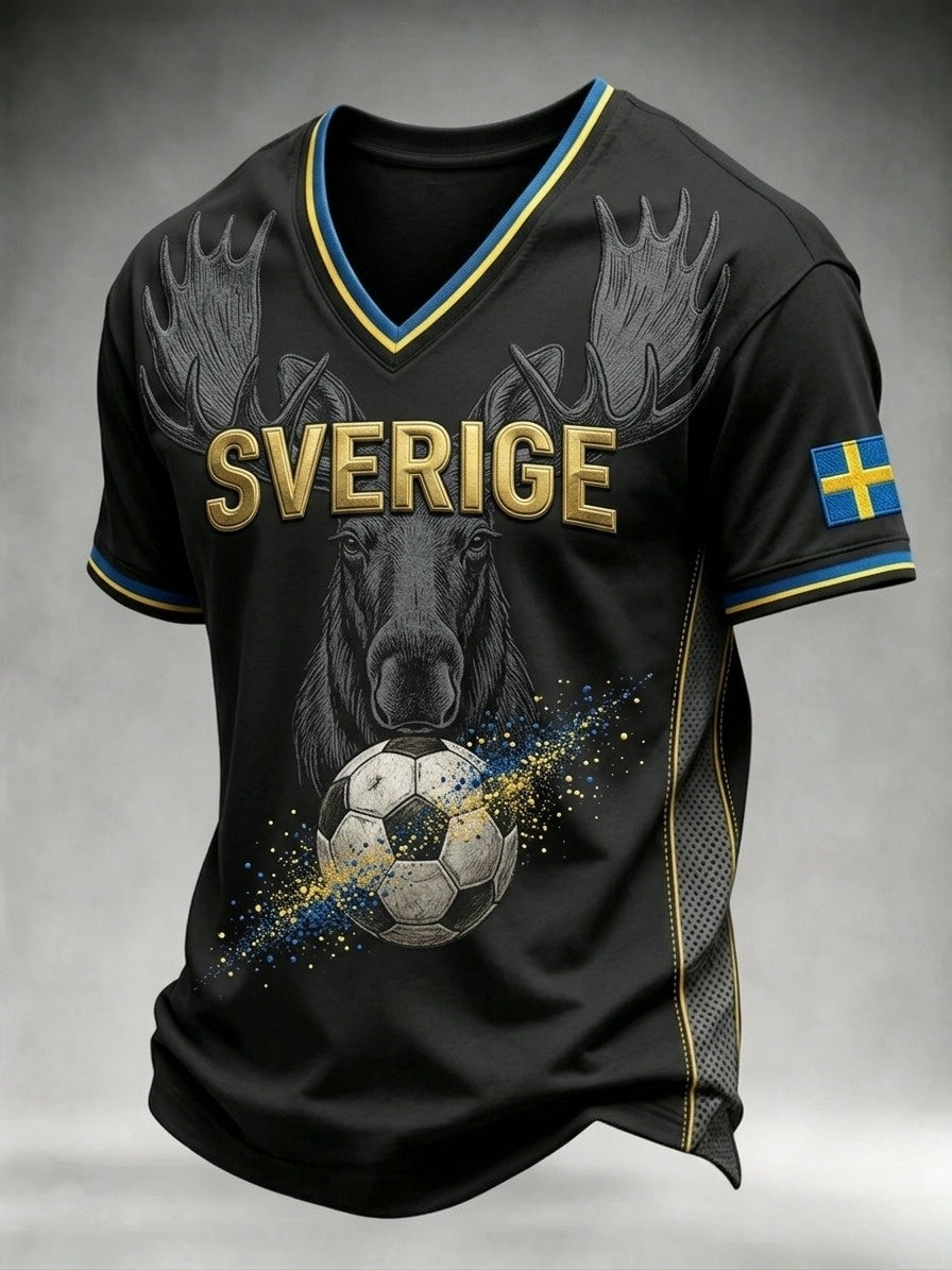 Herr Retro Svensk fotbollskärl 2026 Skriv ut Casual Short-Shirt