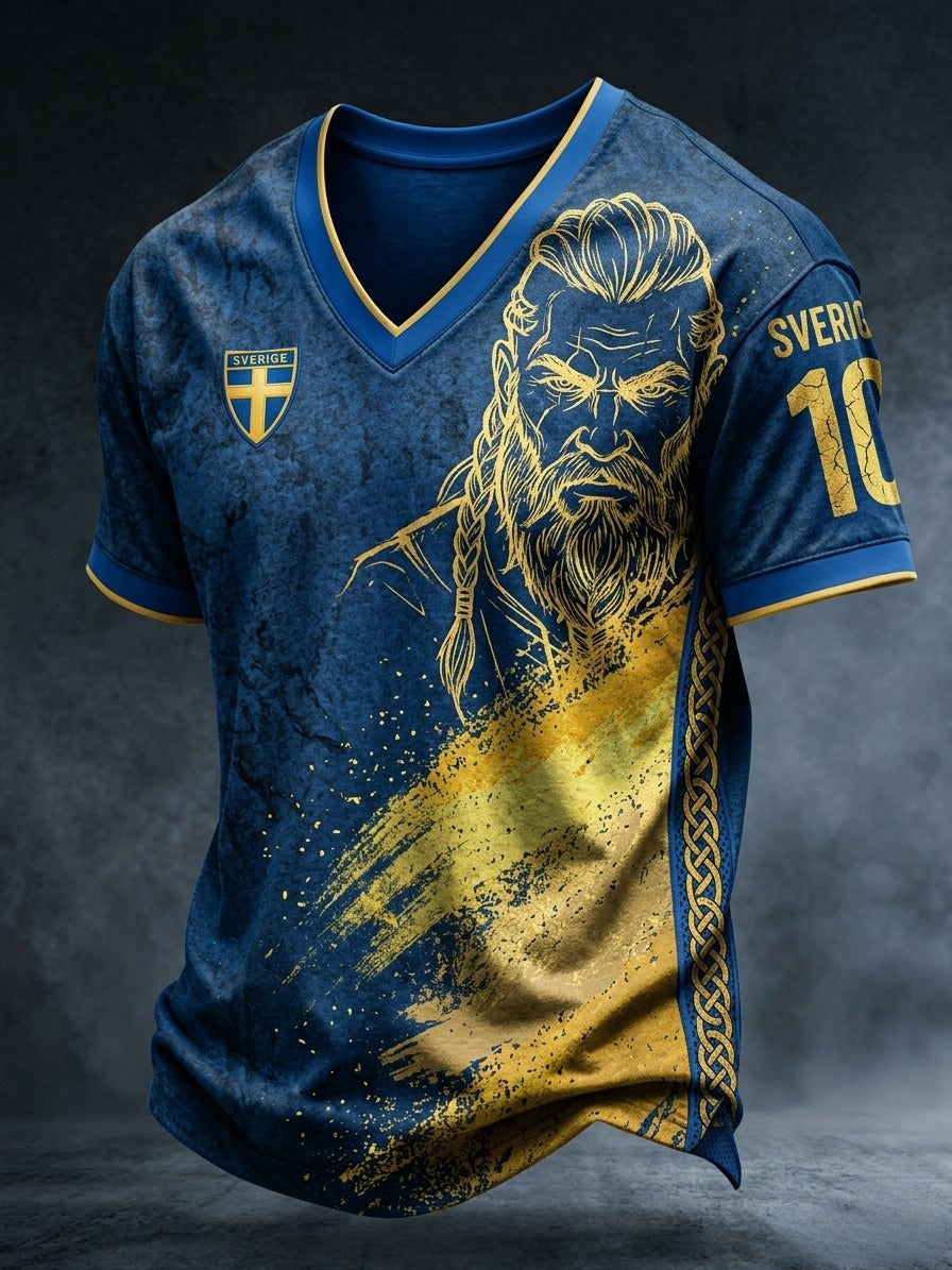 Herrar Retro Svensk Fotbollslärd 2026 Tryckt Avslappnad T-shirt med Kort Ärm