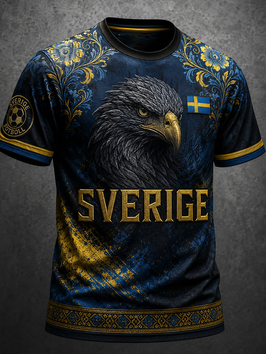 Retro svensk fotbollsfan-konsttryck avslappnad tröja
