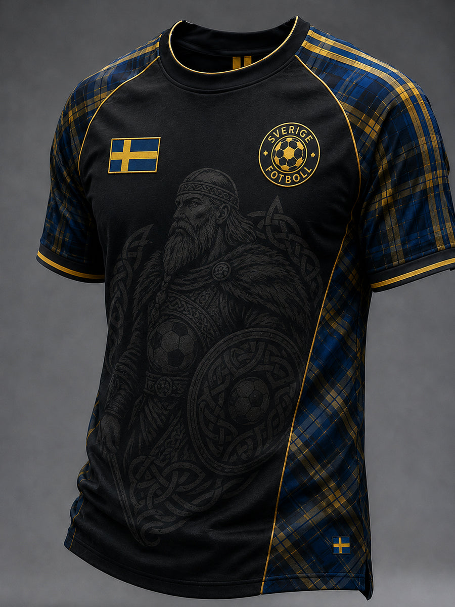 Retro svensk fotbollsfan-konsttryck avslappnad tröja