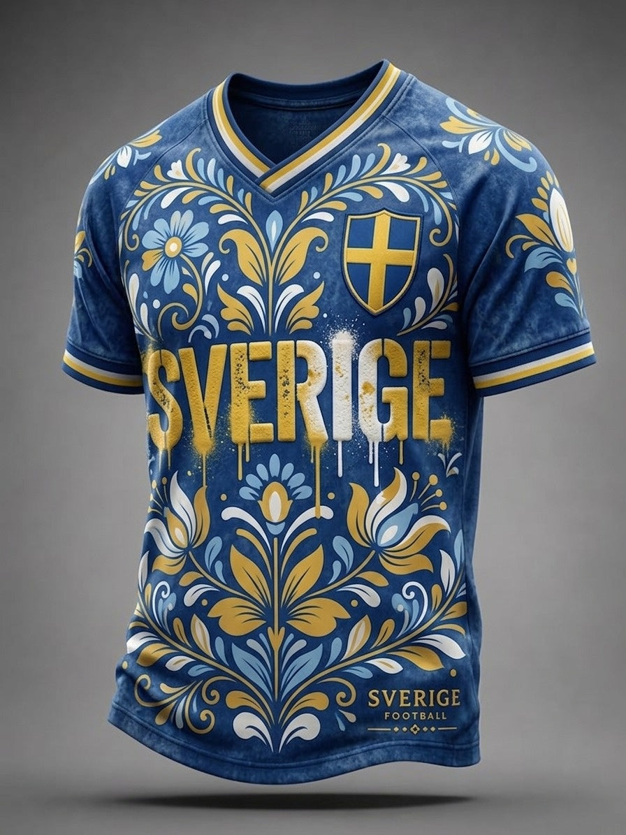 Retro svensk Kurbits-fotbollsläkkert tryckt kortärmad t-shirt