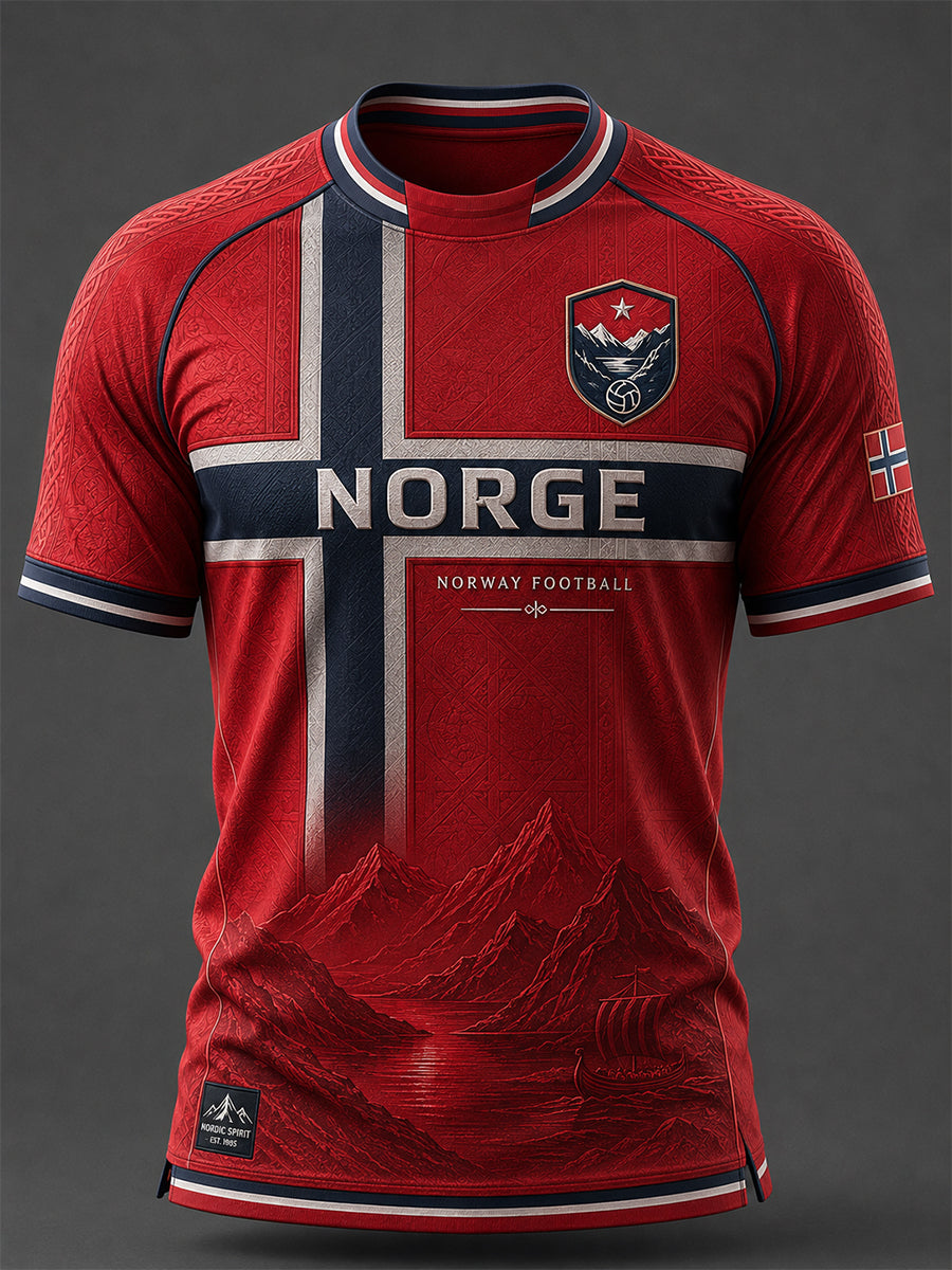 Retro norsk fotbollsfanart-print avslappnad tröja