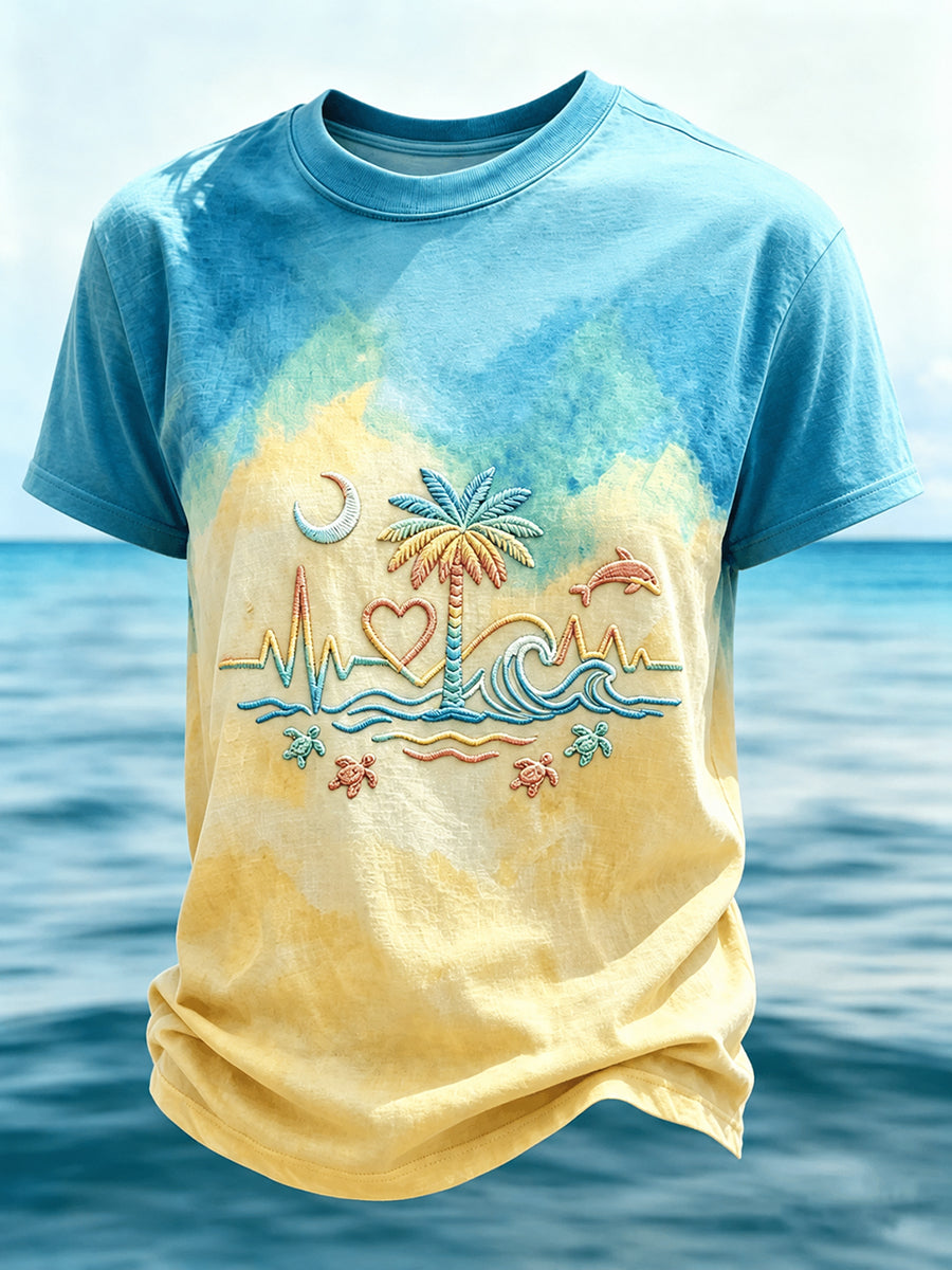 Mäns sköldpadda Print Semester T-shirt