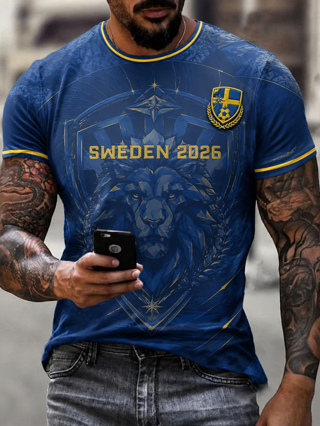 Herrtröja i fotbollsmönster från Sverige