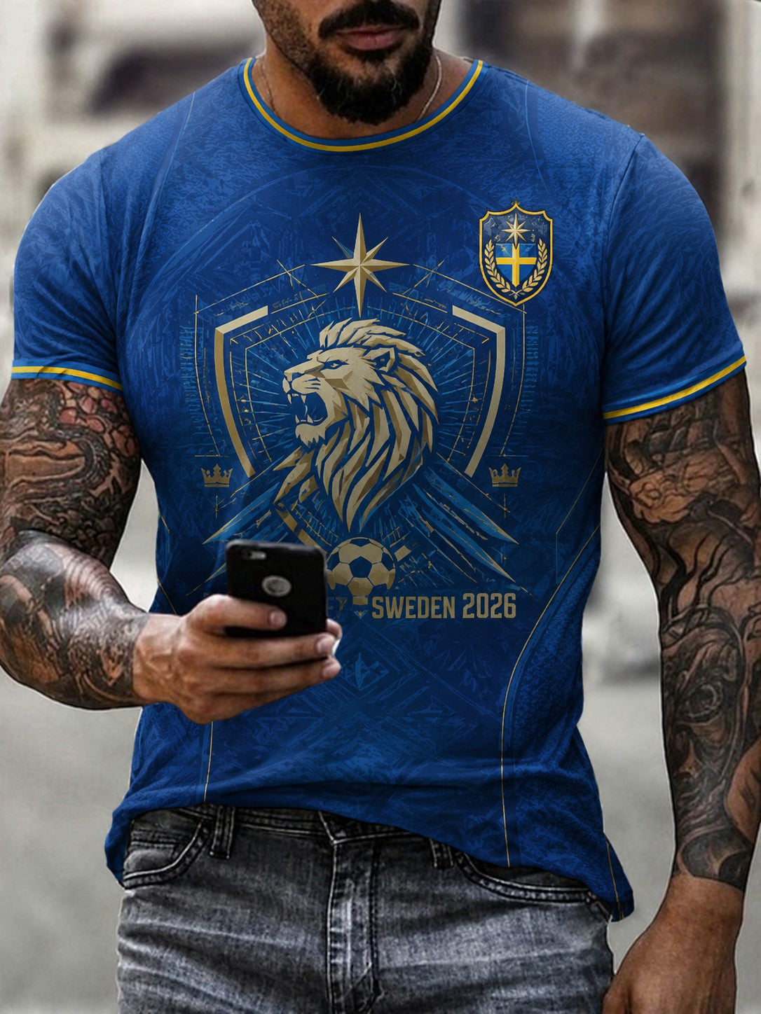Herrtröja i fotbollsmönster från Sverige