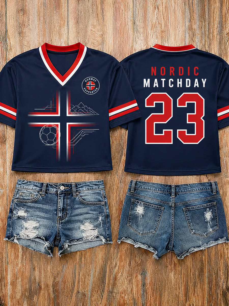 Retro norsk fotbollsfanart-print avslappnad tröja