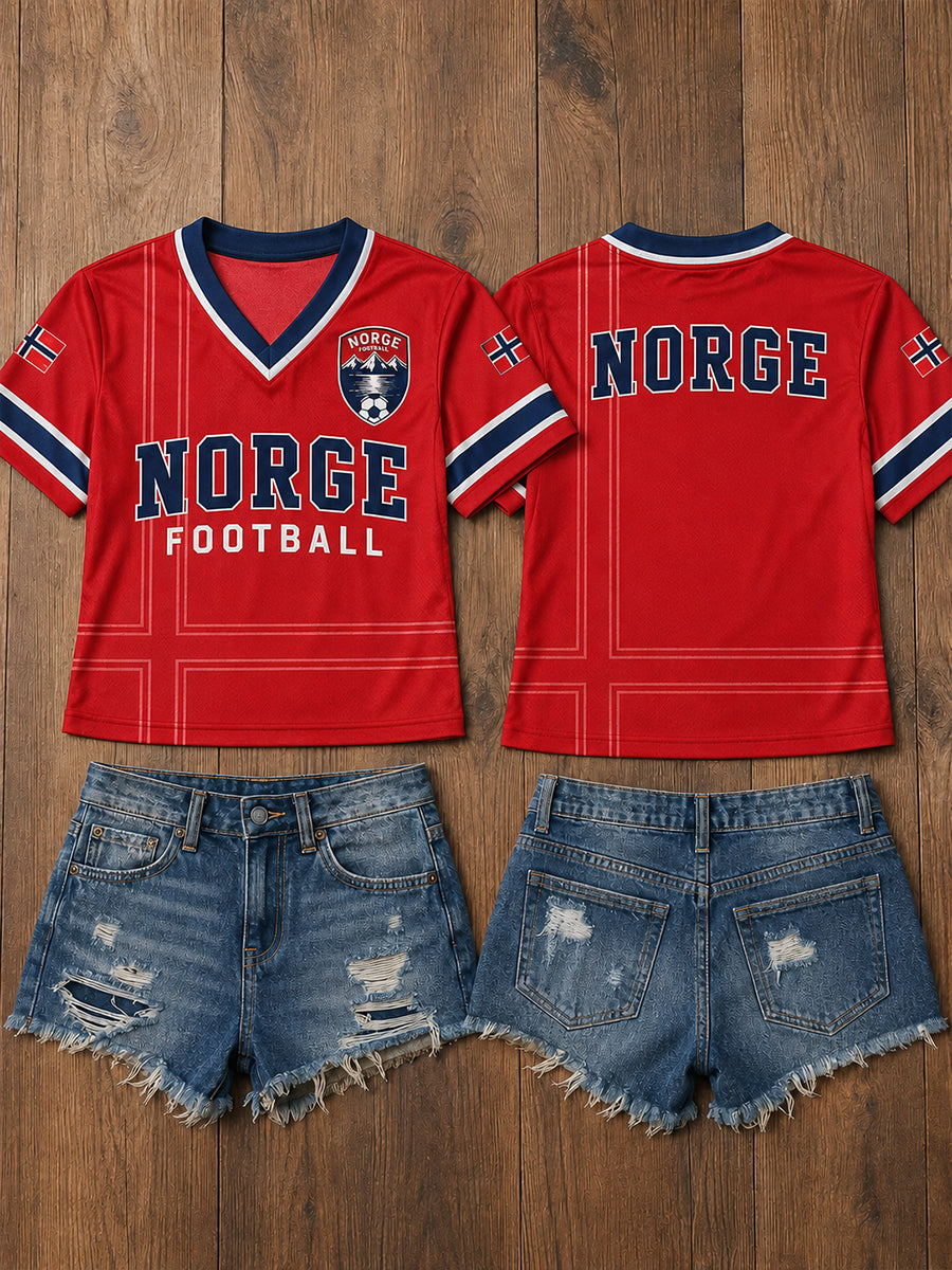 Retro norsk fotbollsfanart-print avslappnad tröja