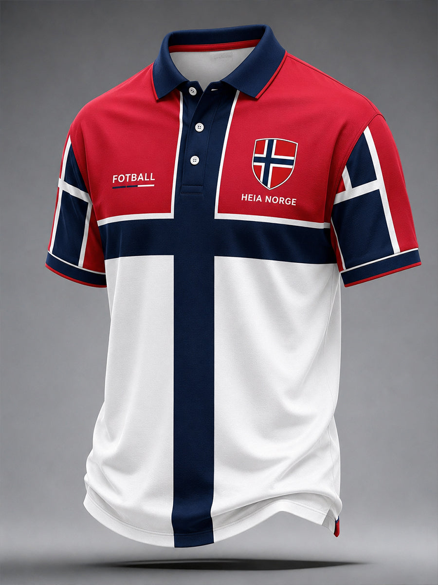 Retro norsk fotbollsstil Nordic Art Print Casual Polo Skjorta