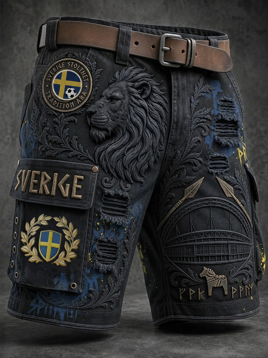 Herrar Retro Sverige Fotbollsläkare 2026 Tryckta Cargoboxershortskor