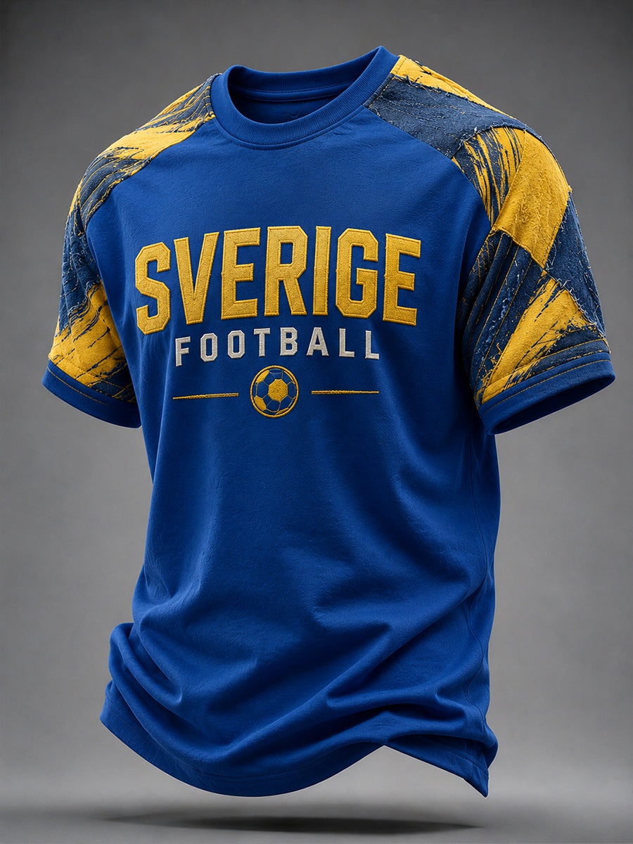 Retro svensk fotbollsfan konsttryck avslappnad t-shirt