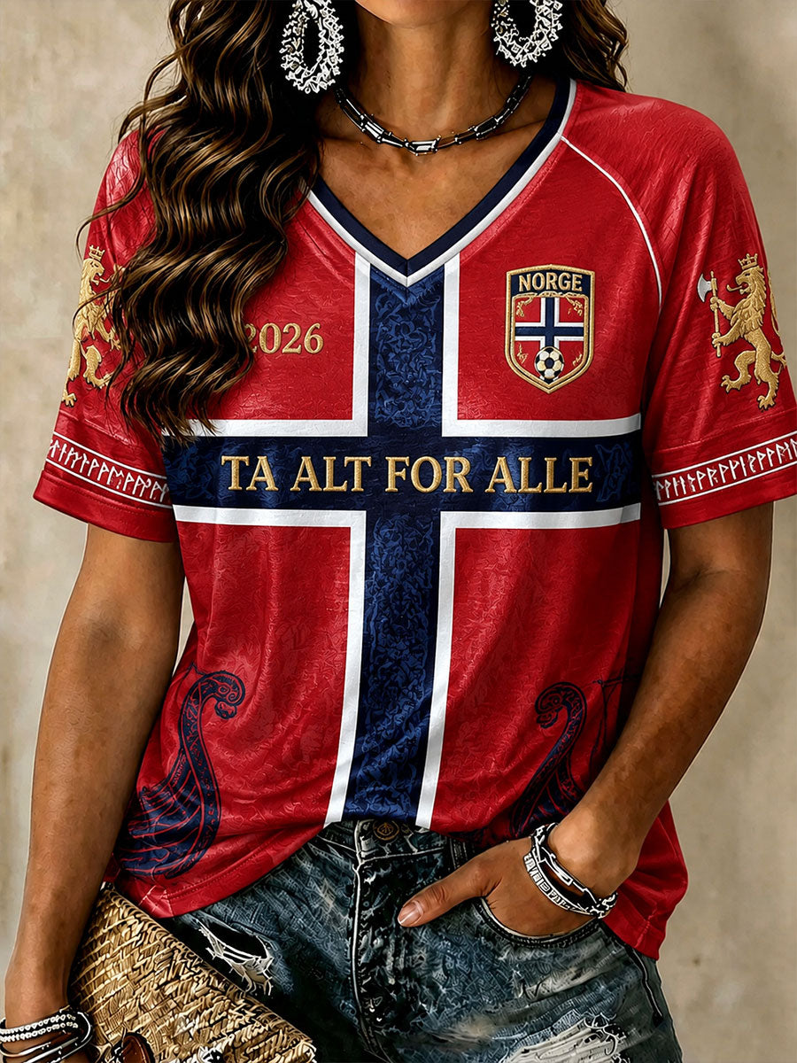 Damers norska fotbollsv-ringade t-shirts