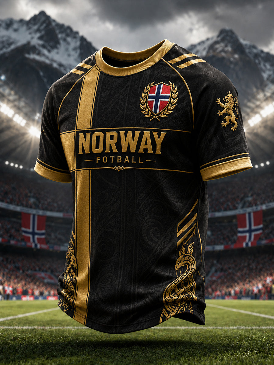 Herrtröja med vikingafotbollstryck och korta ärmarna