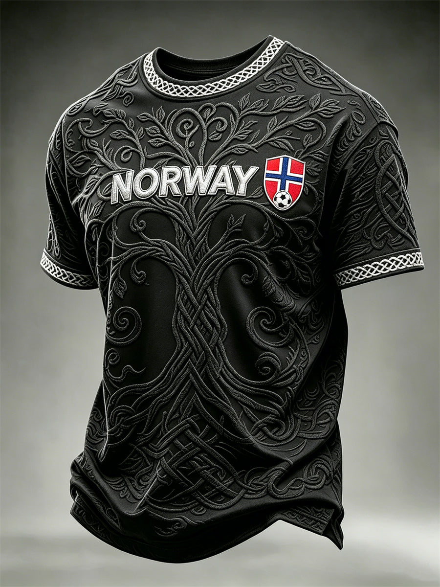 Mäns Norge Fotboll Viking Tree of Life Celtic Knut Skriv ut korta ärmar t-shirt
