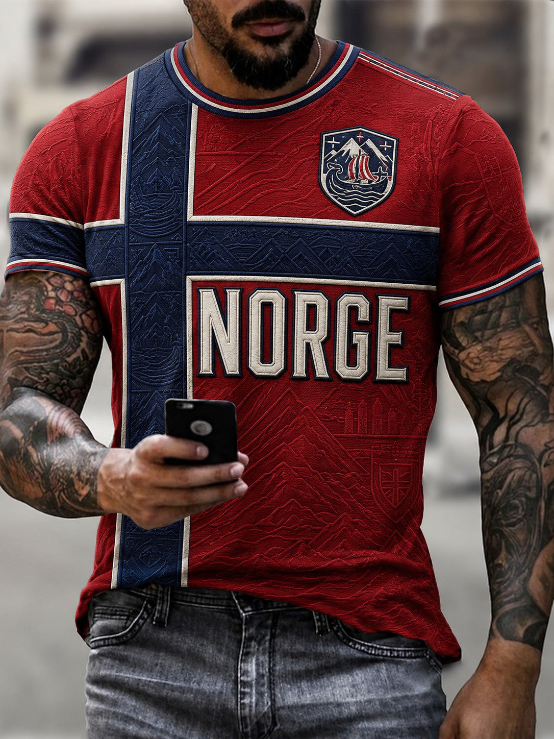 Herrtröja med fotbollsmotiv från Norge
