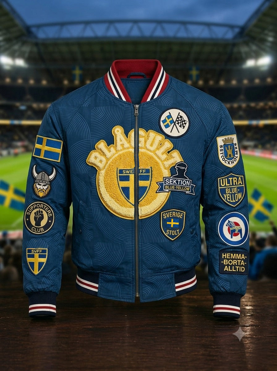 Män Retro Svensk fotboll älskare Tryckjacka