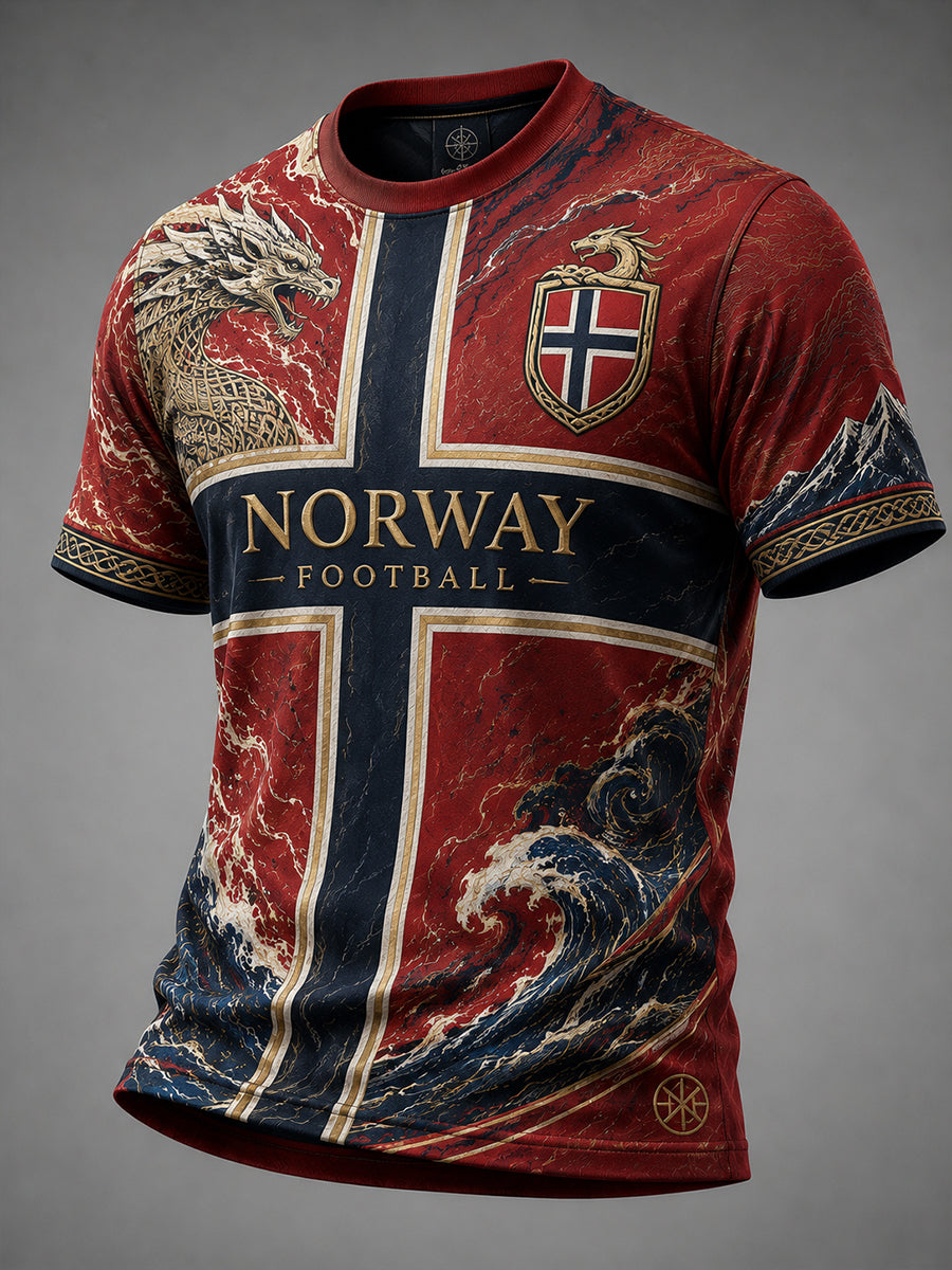 Herrtröja med vikingafotbollstryck och korta ärmarna