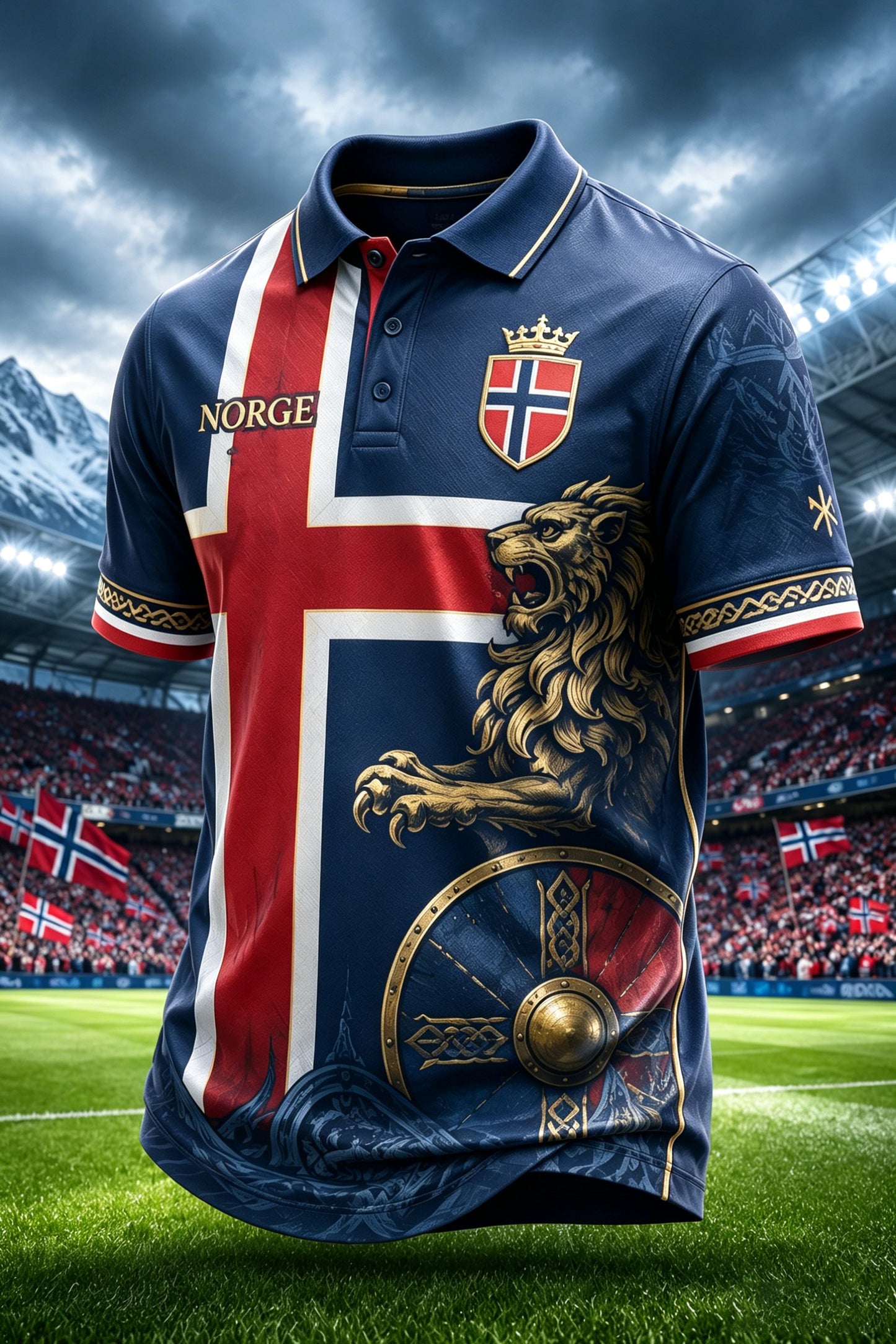 Mäns norska fotboll match cheering Element konst Print Polo tröj