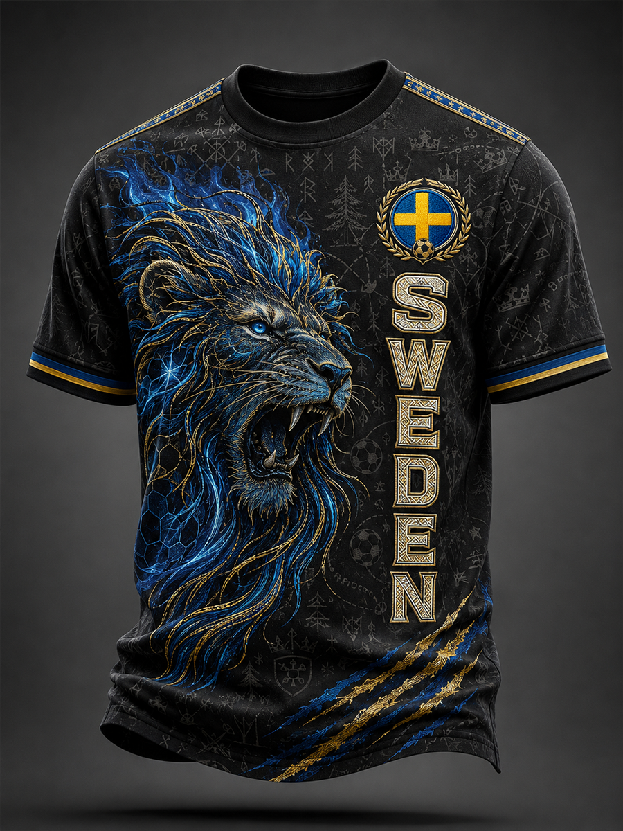 Mäns fotboll I Sverige Korta ärmar T-shirt