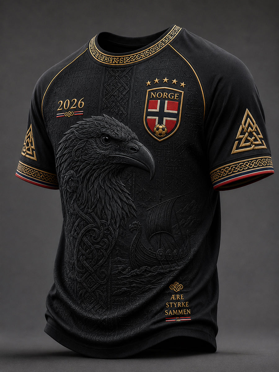 Retro norsk fotbollsfanart-print avslappnad t-shirt
