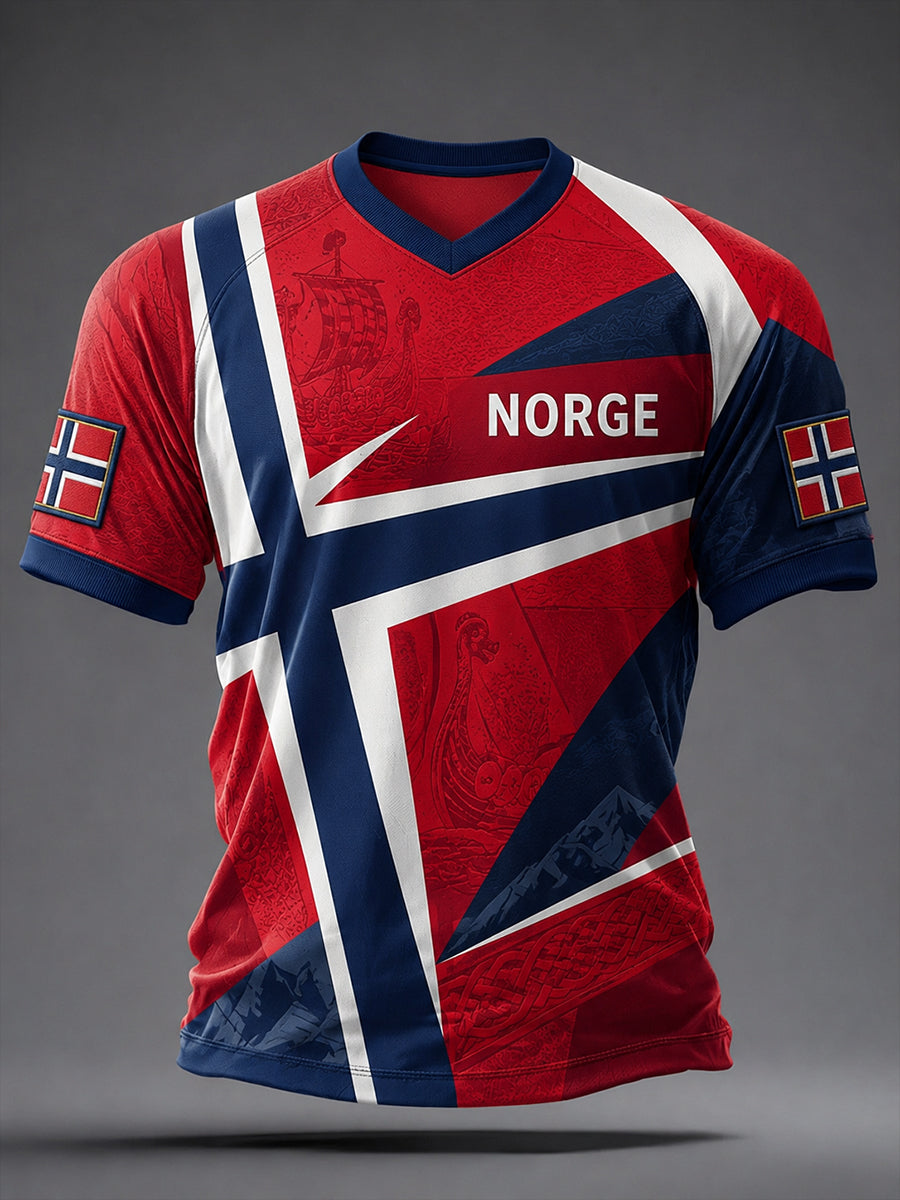 Retro norsk fotbollsfanart-print avslappnad t-shirt