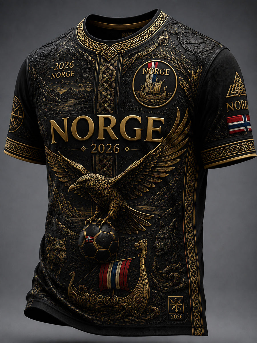 Retro norsk fotbollsfanart-print avslappnad t-shirt