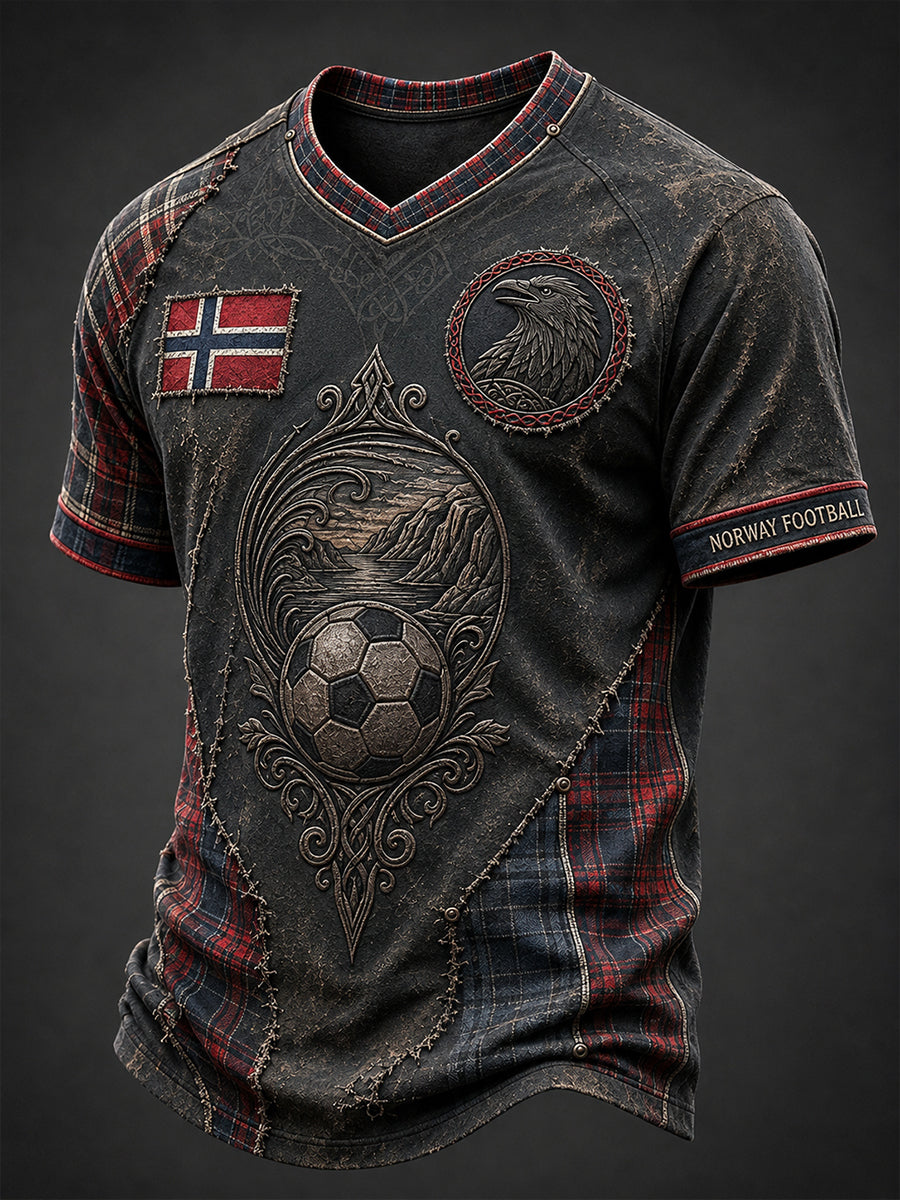 Retro norsk fotbollsfanart-print avslappnad t-shirt