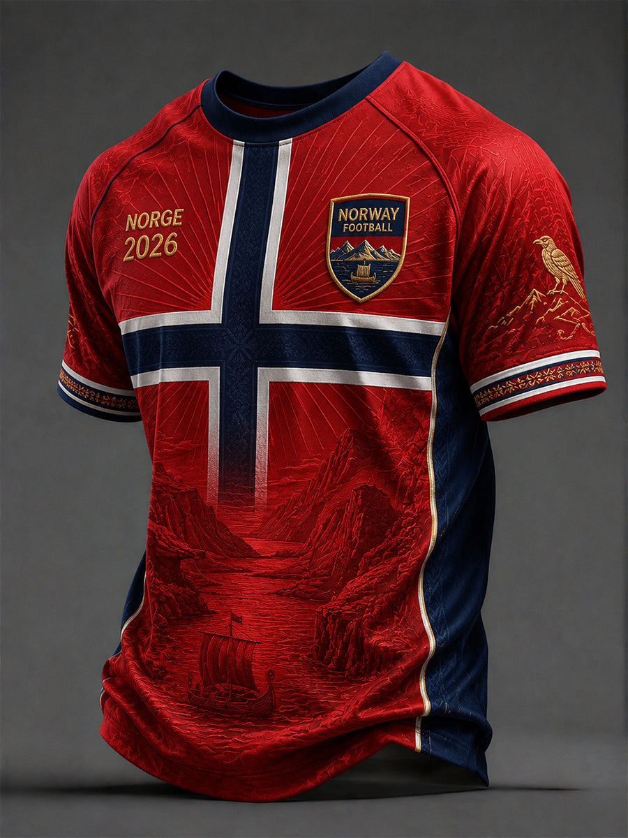Retro norsk fotbollsfanart-print avslappnad t-shirt