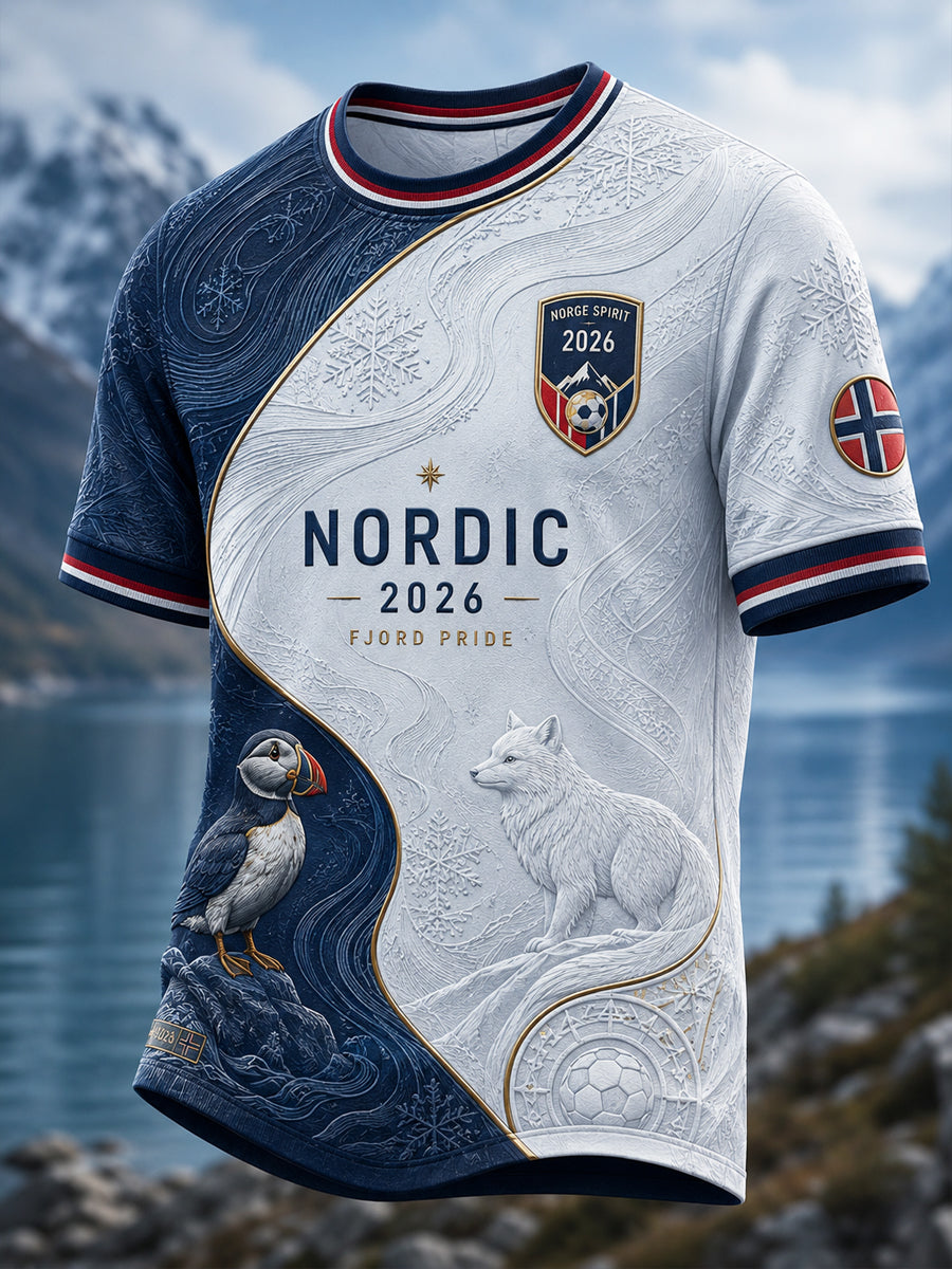 Norge 2026 Fotboll Djurmönstrad Ledsam T-shirt