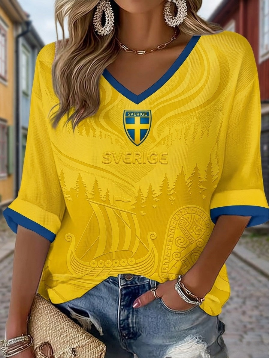 Kvinnor Retro Svensk fotbollskärlare Skriv på topp