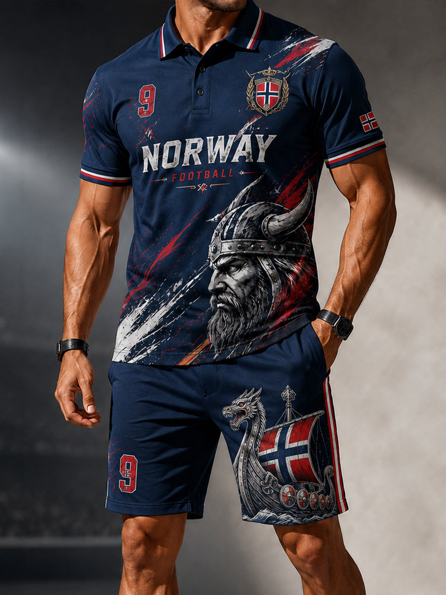 Herrset med vikinga- och fotbollstema: piké med kort ärm