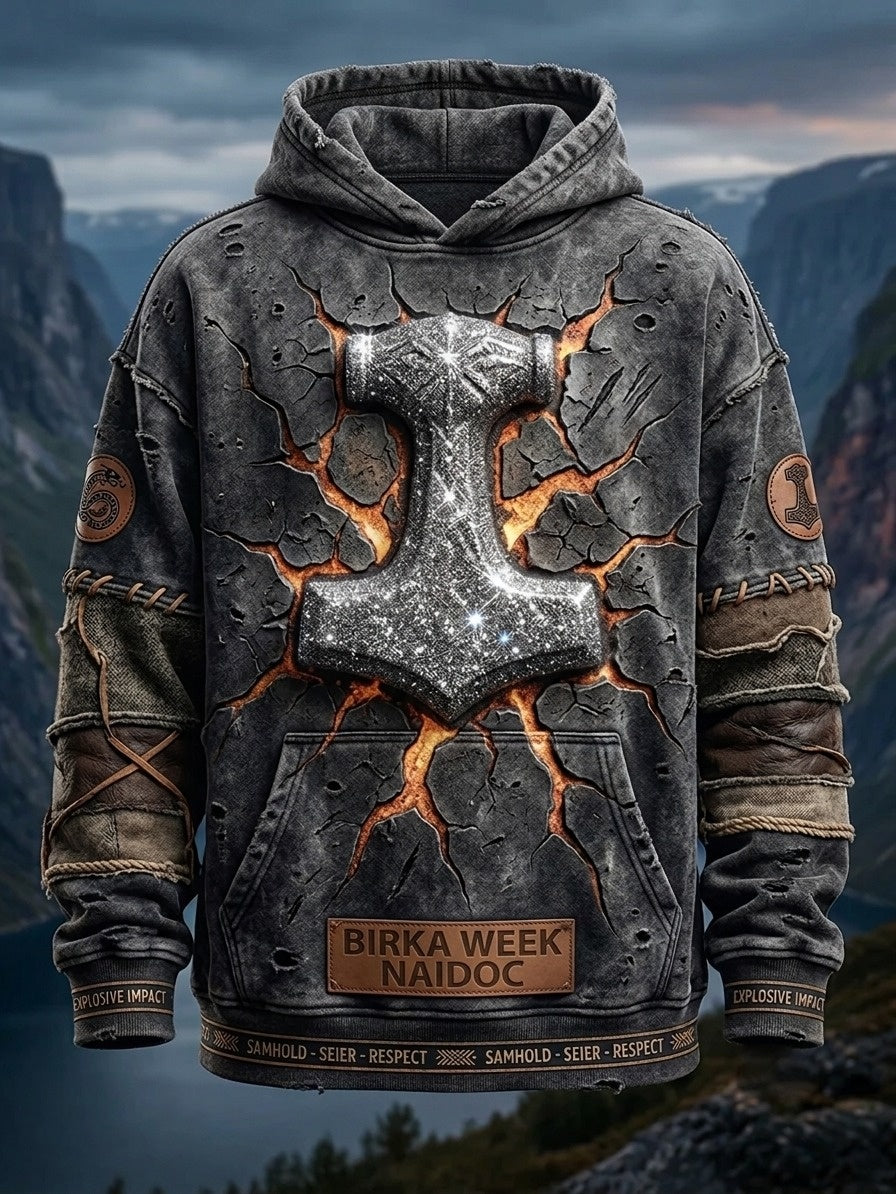 Herrlik retro svensk Birka-vikingaveckor Thor-huvtröja