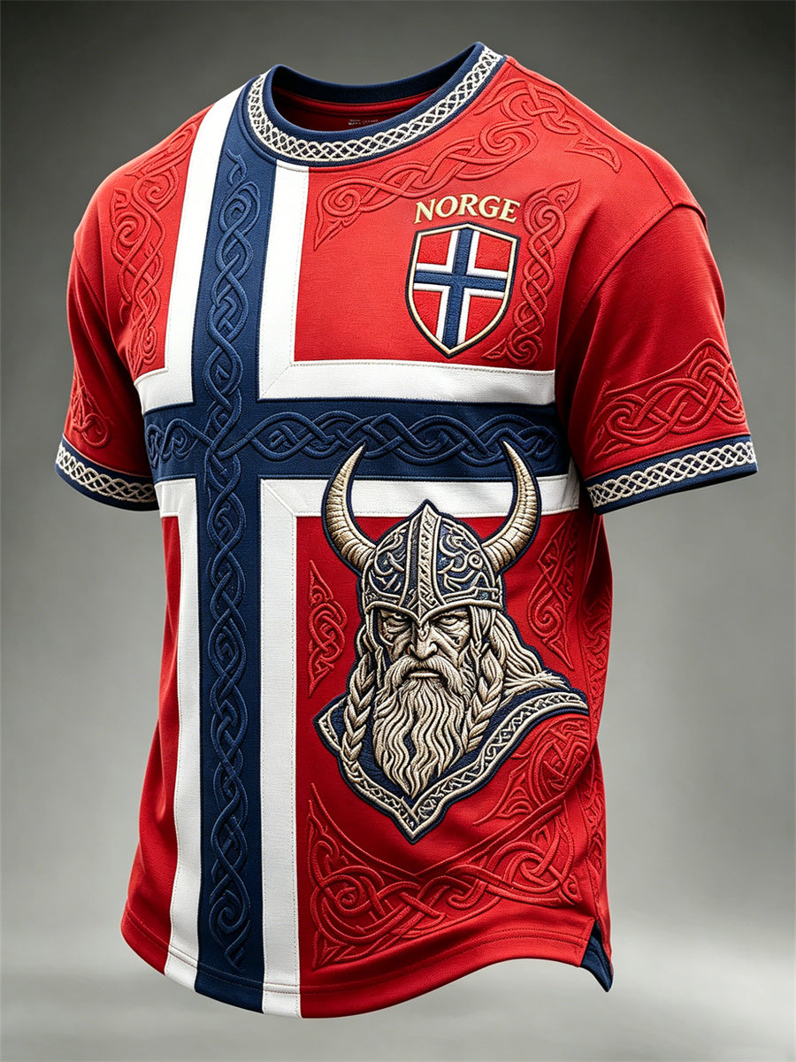 Mäns Norge Fotboll Viking Krigare Celtic Knop Flag Skriv ut korta ärmar t-shirt